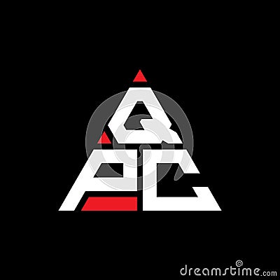 QPC triangle letter logo design with triangle shape. QPC triangle logo design monogram. QPC triangle vector logo template with red Vector Illustration