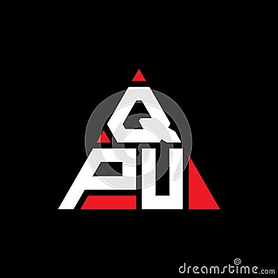 QPU triangle letter logo design with triangle shape. QPU triangle logo design monogram. QPU triangle vector logo template with red Vector Illustration