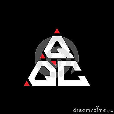 QQC triangle letter logo design with triangle shape. QQC triangle logo design monogram. QQC triangle vector logo template with red Vector Illustration