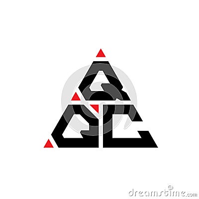 QQC triangle letter logo design with triangle shape. QQC triangle logo design monogram. QQC triangle vector logo template with red Vector Illustration