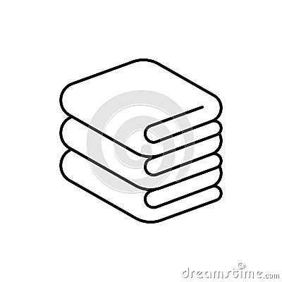 Stack of folded bath towels or napkins line art vector icon Vector Illustration