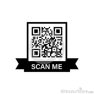 QR code. Frame for scan. Black icon on white backdrop. Vector for app and web Vector Illustration