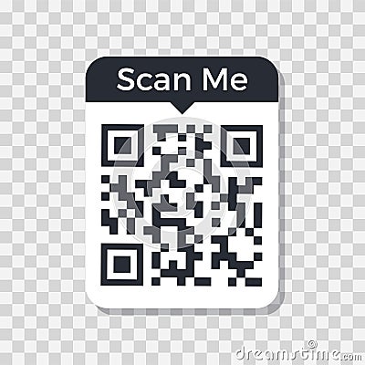 QR code. Frame for scan. Black icon on white backdrop. Vector for app and web. Vector Illustration