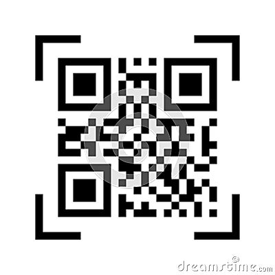 Qr code icon. Qr code sample icon in abstract style on white background. Qr code scanner. Blac scan code. Business illustration. Vector Illustration