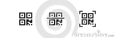 Qr code icon. Qrcode scan symbol. Mobile scanner, line web sign in vector flat Vector Illustration