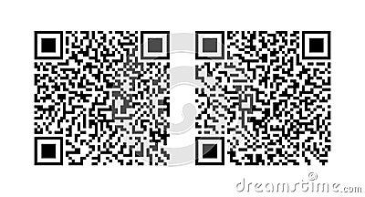 QR code icons. Qrcode for scan. Barcode of product for mobile scan. White square with black pictogram. Data technology with binary Vector Illustration