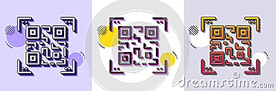 Qr code line icon. Scan barcode sign. Halftone dotted pattern. Vector Vector Illustration
