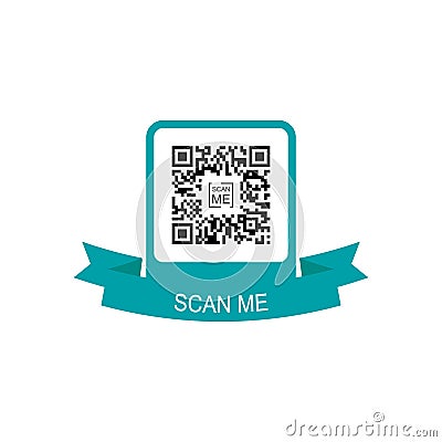 QR Code for Mobile App, Payment and Phone. Scan me. Green Frame with QR Code Icon. Vector illustration Vector Illustration