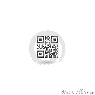 QR code sample for smartphone scanning icon with shadow Vector Illustration