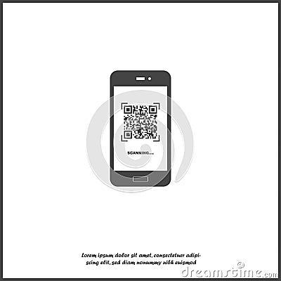 Qr code scan phone vector icon on white isolated background. Layers grouped for easy editing illustration. Vector Illustration