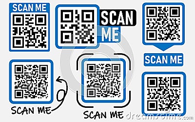 QR code scan for smartphone. Qr code frame. Template scan me Qr code for smartphone. Vector illustration Vector Illustration
