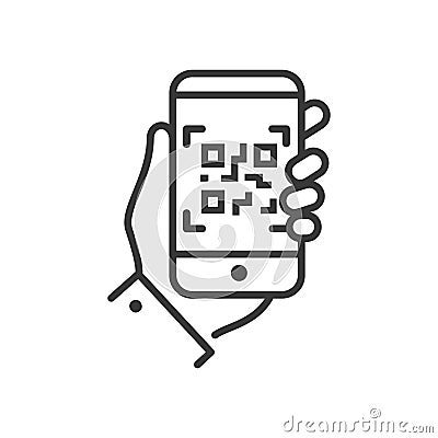 QR code scanner - line design single isolated icon Vector Illustration