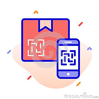 Qr code scanner, logistic, box, mobile fully editable vector icon Vector Illustration