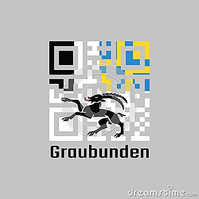 QR code set the color of graubunden flag, The canton of Switzerland. Vector Illustration