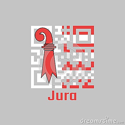 QR code set the color of Jura flag, The canton of Switzerland. Vector Illustration