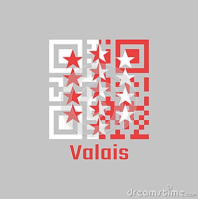 QR code set the color of Wallis flag, The canton of Switzerland Vector Illustration