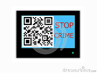 QR CODE and slogan STOP CRIME on television screen Stock Photo