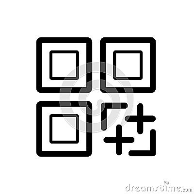 QR code vector icon. Black and white qr code illustration. Outline linear icon. Vector Illustration