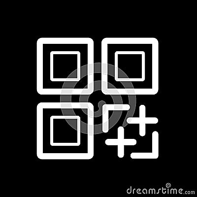 QR code vector icon. Black and white qr code illustration. Outline linear icon. Vector Illustration