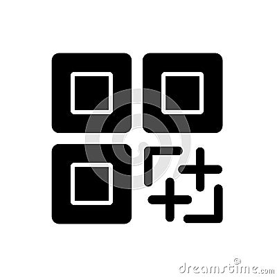 QR code vector icon. Black and white qr code illustration. Solid linear icon. Vector Illustration