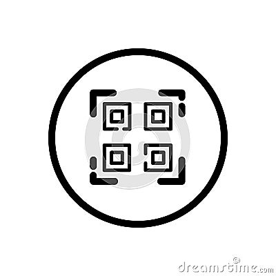 QR code. Web and shopping payment technology. Commerce outline icon in a circle. Vector illustration Cartoon Illustration