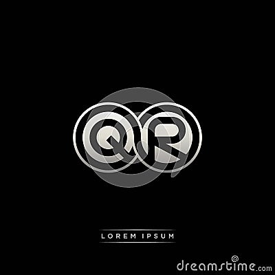 QR initial letter linked circle capital monogram logo modern template silver color version Vector Illustration