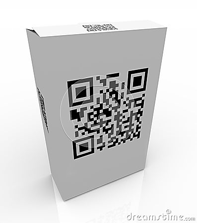 QR Product Code on Box for Scanning Barcode Stock Photo