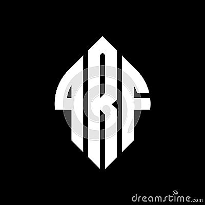 QRF circle letter logo design with circle and ellipse shape. QRF ellipse letters with typographic style. The three initials form a Vector Illustration