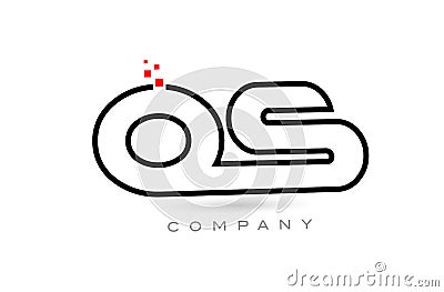 QS connected alphabet letter logo icon combination design with dots and red color. Creative template for company and business Vector Illustration