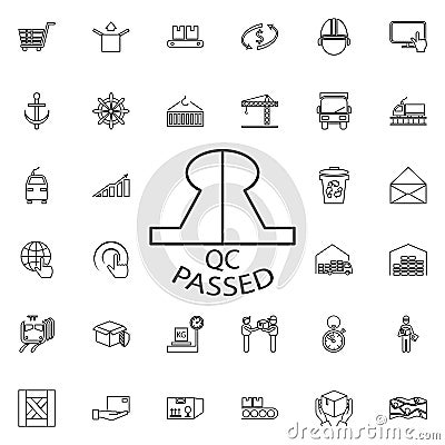 Qs passed sign icon. Universal set of cargo logistic for website design and development, app development Stock Photo