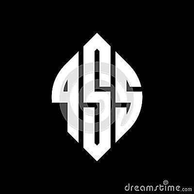 QSS circle letter logo design with circle and ellipse shape. QSS ellipse letters with typographic style. The three initials form a Vector Illustration