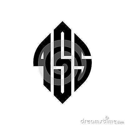 QSS circle letter logo design with circle and ellipse shape. QSS ellipse letters with typographic style. The three initials form a Vector Illustration