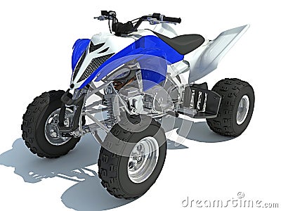 Quad ATV Sport Bike 3D rendering on white background Stock Photo