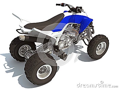 Quad ATV Sport Bike 3D rendering on white background Stock Photo