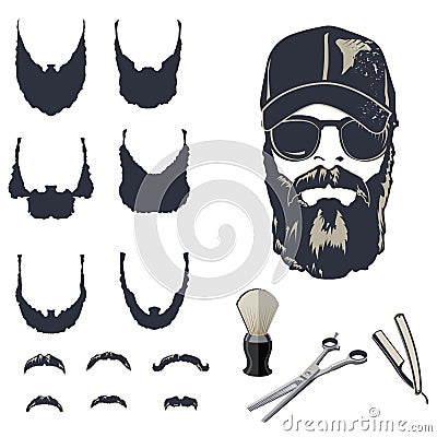 Set of vector bearded men Vector Illustration