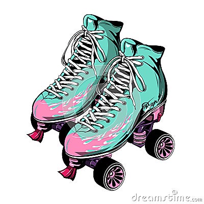 Quad Roller Skates Vector Illustration