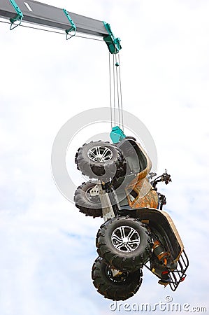 Quadbike over sky Stock Photo