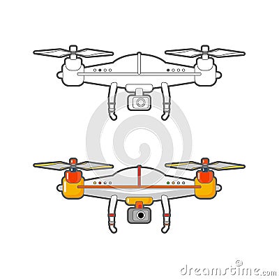 Quadcopter aerial drone with camera Vector Illustration