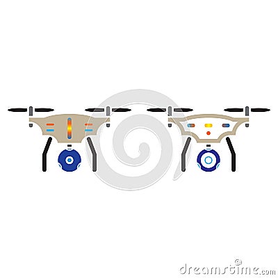 quadcopter with camera line icon, outline and solid vector sign, linear and full pictogram isolated on white, colorful logo illus Vector Illustration