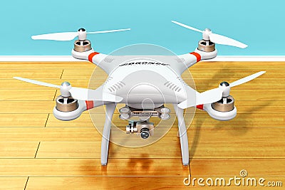Quadcopter drone with 4K video and photo camera Cartoon Illustration