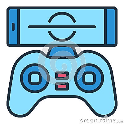 Quadcopter Gamepad with Smartphone vector concept colored icon Vector Illustration