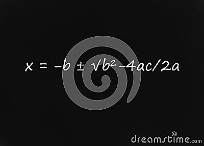 Quadratic Formula on blackboard Stock Photo