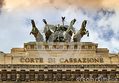Quadriga upon Corte di cassazione, the Supreme Court of Cassation, Rome, Italy Stock Photo