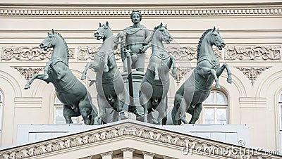 The Quadriga on the front of the Bolshoi Theatre Stock Photo