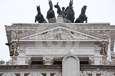 Quadriga of Unity on Vittoriano Propylaea national monument in Rome, Italy Stock Photo