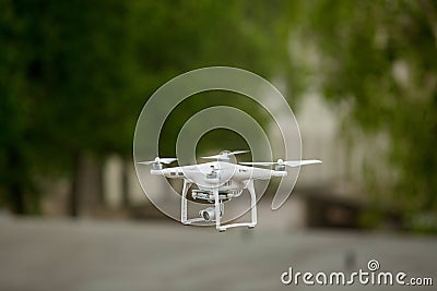 Quadrocopter drone with the camera Stock Photo