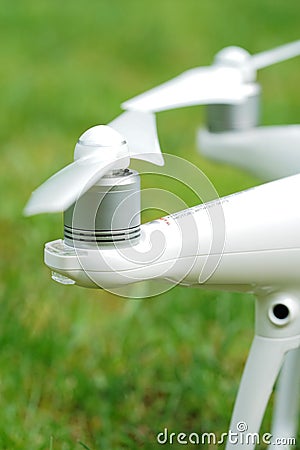 Quadrocopter engines and propellers Stock Photo