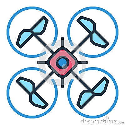 Quadrotor vector concept colored icon. Top view Vector Illustration