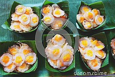 Quail Egg Pancake, Quail Egg Mortar,Thai Street Food Stock Photo