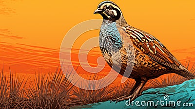 Quail Image With Risograph Ra 6700 Texture Stock Photo